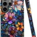 Case for Samsung Galaxy S25 Ultra,Colorful Floral Flower Art Phone Case Drop Resistant Glossy 2 in 1 Solid Dual-Layer Cover for Girl Women