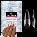 UNA GELLA Long Stiletto Gel Nail Tips: 216pcs Halloween Stiletto Almond Fake Nails Pre-Shape Long Almond Press Ons for Full Cover Acrylic French False Nails for Nail Extension DIY Salon 12 Sizes