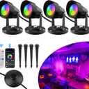 T-SUN Smart RGBW Spotlights, Indoor Uplights, Spotlights with App & Remote, Music Sync, 16M Colors, Timer, Dimmable, Waterproof Floor Spotlight for Plants Home Party Stage Decor, Set of 4