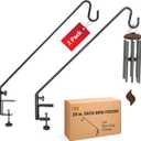 Idzo Deck Bird Feeder Hanger for Railing, 28inch Deck Hook for Bird Feeder Pole, Durable 3 Layers Powder Coated & Sturdy 1 Piece Solid Steel Construction for Hanging Decorations, 2 Pack