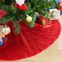 Red Tree Skirt 24 Inches Small Christmas Tree Skirt Glitter Sequin Tree Skirt for Christmas Decorations