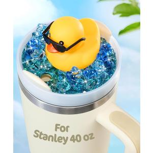 Lid Plate Topper for Stanley Cup 40 30 oz - Cute Decoration Accessories for Tumbler, Water Botter Bling Decor for Women Girls (Blue Yellow Rubber Duck)