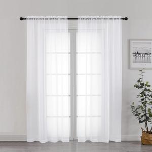 Chyhomenyc White Sheer Curtains 72 Inch Length 2 Panels, Light Filtering Top Dual Rod Pocket Voile Window Curtain Drapes for French Door, Bedroom Living and Children Room, Each 42W x 72L
