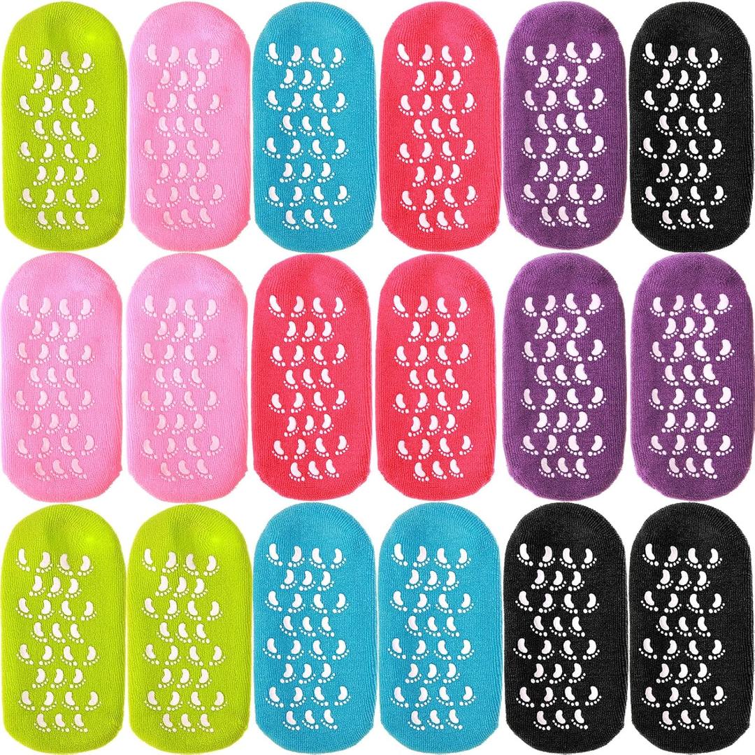 JaGely 6 Pairs Moisturizing Socks Gel Socks Extra Soft Gel Socks Gel Spa Socks for Dry Cracked Feet Skins Gel Lined Feet Care Socks for Repairing Softening Feet Dry Cracked (Multicolored)