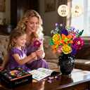 OKKIDY Flower Bouquet Building Set 933PCs, DIY Botanical Kit with Hydrangea, Brodiaea, Rose, Baby's Breath, Home Office Decor for Adults, Gift Ideas Valentine Birthday Mother's Day (No Vase)