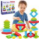 Tsomtto Montessori Toys for 1 2 3 4 5 6 Year Old Boy Girl Toddlers Preschool Learning Activities 30 Pcs Stacking Building Blocks STEM Stackable Educational Sensory for Kids Age 1-3 3-5