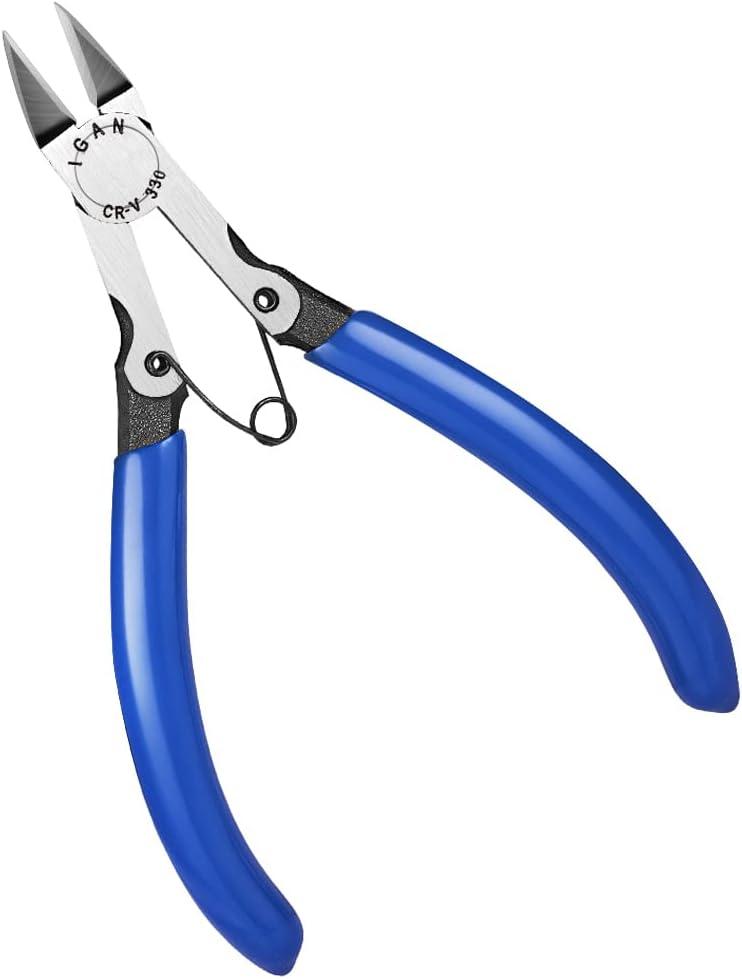 IGAN-330 Flush Cutters, Precision Wire Cutter, Flush Pliers, Wire Snips, Electrical Cutters, Sprue, Side & Small Wire Nippers, Diagonal Cut Snips, Ideal for Electronics & Precision Cutting Needs (5''x1)