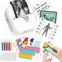 Sticker Printer - 24"/Min Fast Printing-Bluetooth Inkless Printer&Sticker Maker with 13 Rolls Paper,Wireless Thermal Printer for iPhone/Android,Compact Print Pod for Notes,Journals,DIY,Kids Crafts