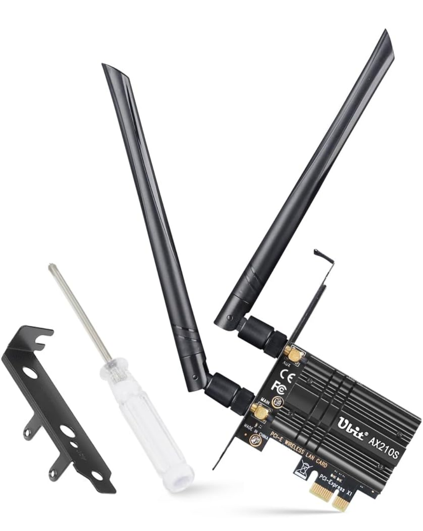 Ubit WiFi Card 6E 5400Mbps for Intel (6GHz&5Ghz&2.4GHz) PCIe WiFi Card, BT 5.2, PCIe Network Card with OFDMA,Ultra-Low Latency, Supports Windows 10/11 (64bit)