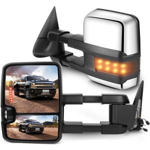 SCITOO Tow Mirrors for 88-98 for Chevy for GMC C/K 1500 2500 3500 Pair Set
1992-1999 for GMC C/K 1500 2500 for Suburban Tahoe Yukon with Power Chrome Smoke Led Signals Left and Right Side Mirrors
