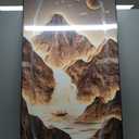Framed Large Modern Mountain Wall Art for Living Room, Vertical Gold Bright Style Artwork for Walls, Luxury Landscape Scenery Painting Print for Entryway Hallway Stair Home Office Wall Decor, 30x60 In