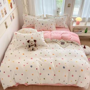 MorroMorn Twin Bedding Sets, Little Twinkle Stars Duvet Cover Set, Fluffy Comforter Covers Blanket Ultra Soft Kawaii Cute Unicorn for Girls Kids Toddler Teen Women Twin/Twin XL Size