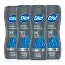Dial Men 3in1 Body, Hair and Face Wash, Refresh, Blue Sage Scent, 16 fl oz, Pack of 4