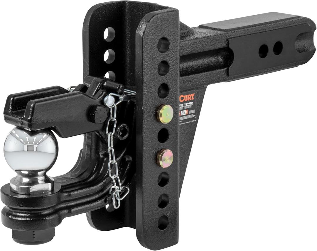 CURT 45908 Adjustable Pintle Hitch Combination, 2-1/2-Inch Receiver, 6-Inch Drop, 2-5/16-Inch Ball, 20,000 lbs