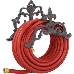Cast Iron Garden Hose Holder, Sturday Wall Mount Hose Storage (Brown)