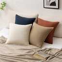 20x20 Inch Set of 2 Decorative Linen Solid Throw Pillow Covers Boho Accent Farmhouse Couch Pillowcases Modern Netural Home Decor for Couch Sofa Living Room Bed,Light Brown