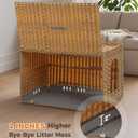 MUTTROS Rattan Cat Litter Box Enclosure - Extra Large Hidden Litter Box Furniture by Handwoven Wicker with Taller Doorway & Raised Edge Mat-Cat House Cabinet for Large Cats Indoor Odor Control, Beige