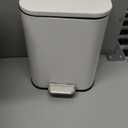 Cesun Small Bathroom Trash Can with Lid-1.3 Gal, Outdoor Stainless Steel Garbage Can for Dog Poop with Anti-Slip Base, for Bathroom, Bedroom, Office, RV, Living Room, White