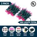 Joiedomi Pink Christmas String Lights,100 Count 21.4FT Fairy Tree Lights Plug in for Indoor Outdoor Xmas Valentines Decor Patio Holiday Theme Party Yard House,Green Wire