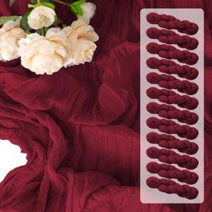 12 Pack Burgundy Table Runners 10FT Burgundy Cheesecloth Table Runner 21 x 120 inch Boho Gauze Cheese Cloth Table Runner Rustic Sheer Table Runners for Party Wedding Bridal Baby Shower Table Decor