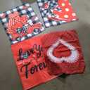 Whaline 6Pcs Valentine' s Day Chair Back Cover Dining Chair Slipcover Protector Red-Black Love Heart Gnome Truck Seat Covers for Wedding Anniversary Home Kitchen Decor