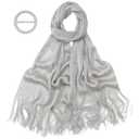 Metallic Shawls and Wraps with Buckle - Silver Shawl, Shrug - Elegant Tassel Design for Evening Party Dresses, Wedding, Birthday, Festival Gifts