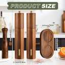 Wooden Salt and Pepper Grinder Set 10 Inch Manual Salt and Pepper Mill with Tray Adjustable Coarseness Refillable Wood Grinders with Gold Bottle Label for Kitchen(Wood Color)