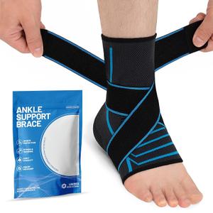 Ankle Brace for Women & Men: Adjustable Straps Compression Support Sleeve for Plantar Fasciitis Relief Achilles Tendonitis Brace & Foot Stabilizer for Sprained Ankle Recovery (M: 8''-12'')