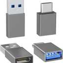 4-Pack USB C to USB Adapters, with 2 Type C Female to A Male Converters & 2 USB C Male to USB Female Connectors, Compatible with Apple Watch, iPhone 15 Pro Max 14 13 12, AirPods, Ultra 8 9 - Gray