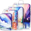 Gonex Compression Packing Cubes, 4pcs Expandable Storage Travel Luggage Bags Organizers, Travel Cubes for Suitcase Carry On (Rainbow)