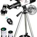 Gskyer Telescope, 70mm Aperture 400mm AZ Mount Astronomical Refracting Telescope for Kids Beginners - Travel Telescope with Carry Bag, Phone Adapter and Wireless Remote.