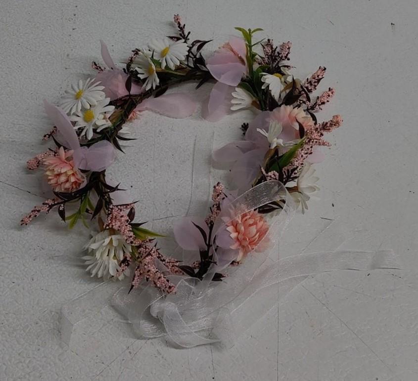 Baby Girls Flower Crown Flower Girl Headpiece Boho Little Wreaths for Weddings, Family Photography (Champagne White)