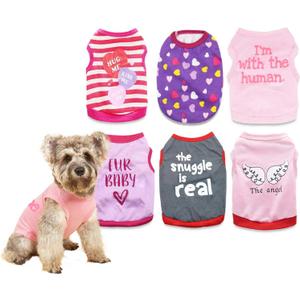 6 Pack Girl Dog Clothes for Girls Dog Shirts Extra Small Puppy T Shirt for Small Dogs XS Girl Clothes Dogs T-Shirt Chihuahua Yorkie Clothes, Large (Large (8.8-13.2lb), Vivid)