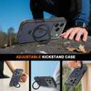 for iPhone 17 Pro Max Case with Magnetic Invisible Stand [Compatible with MagSafe] Military Drop Protection Shockproof Slim Translucent Skin-Touch Case Cover Black