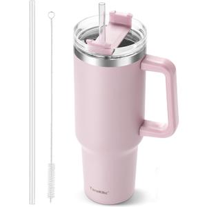 TaroKitc 40 oz Tumbler with Handle | Stainless Steel Insulated Iced Coffee Cup with Lids and Straw | Insulated Travel Mug | Keeps Cold for 34 Hours | Dishwasher Safe, BPA Free | LAVENDER