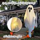 Halloween Hanging Ghost Lights Decorations, Warm White LED, Swinging Ghost Home Decor, 3 Modes Adjustable, Party Garden Yard Scary Cute Spooky Gifts (White 2Pack)