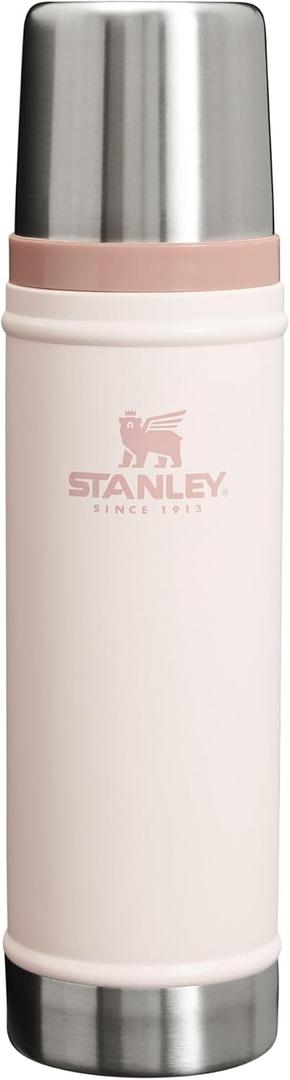 Stanley Classic Legendary Vacuum Bottle 20 oz | Wide Mouth with Leakproof Cup Lid | Keep Drinks Hot or Cold | Packable for Travel | Insulated Stainless Steel Thermal Bottle | BPA-Free | Rose Quartz