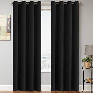 H.VERSAILTEX Blackout Thermal Insulated Light Blocking Curtains for Living Room Bedroom Window Treatment Extra Long Panels/Drapes, Grommet Top (52 Inch by 108 Inch, Black, Set of 2) H.VERSAILTEX Blackout Thermal Insulated Light Blocking Curtains for Living Room Bedroom Window Treatment Extra Long Panels/Drapes, Grommet Top (52 Inch by 108 Inch, Black, Set of 2)