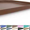 Silicone Pet Feeding Mat with Raised Edge for Food and Water, Dog Bowl Mats, Cat Bowls Placemat with High Lip for Floor Waterproof, Rubber Tray for Cats and Dogs 24 x 16 x0.8 Brown