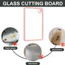 12"x8" Small Tempered Glass Cutting Board,Non-Slip Dishwasher Safe Heat & Shatter Resistant Cutting Board for Kitchen Countertop Meal Prep (Pink-Small)