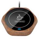 Smart Beverage Heating Plate Candle Wax Cup Warmer Electric Thermostat Coaster for Hot Coffee Milk Tea Water Cocoa Desk Home Office Use (R1 Wood Grain)