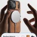 Magnetic for iPhone 17 Pro Max Leather Case,Invisible Stand [Compatible with Magsafe] Slim Kickstand Phone Cove for iPhone 17 Pro Max case, Brown