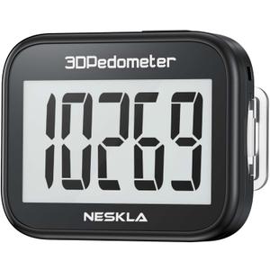 3D Pedometer for Walking, Simple Step Counter with Large Digital Display, Step Tracker with Removable Clip Lanyard, Accurately Track Steps for Men Women Kids Adults Seniors (Black)