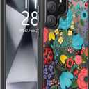 Goodon for Galaxy S25 Ultra Case, Wireless Charging Compatible, Shockproof Translucent Matte Cover - Cute Floral Design Phone Case for Women Girls - Colorful Flower Garden