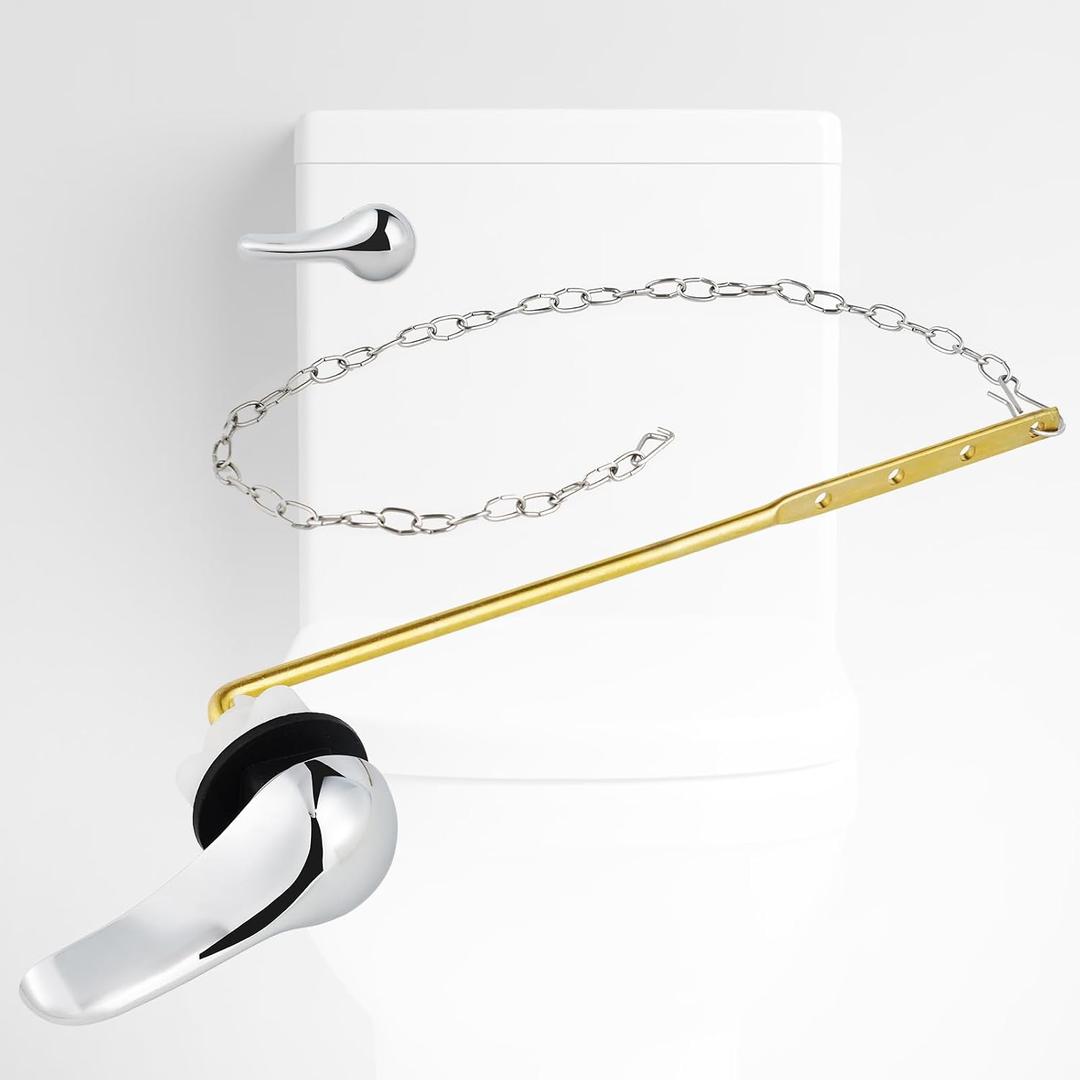 iFealClear Universal Metal Toilet Handle Replacement Kit, Front Mount Toilet Tank Flush Lever Handle with Stainless Steel Chain, Solid Brass Toilet Trip Lever Fits Most Toilets, Easy Install, Chrome