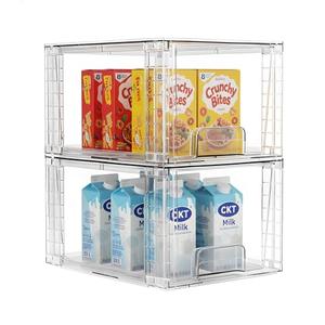 2 Pack Large Stackable Storage Drawers, Acrylic Bathroom Undersink Closet organizers and storage, Clear Plastic Bins for Pantry, Kitchen Cabinets, Makeup, Perfume, Baby Bottles, Medicine Organization