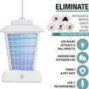 Brookstone Lantern Bug Zapper - Cordless & Rechargeable, 800V Stainless Steel Grid, 4 UV LEDs, Indoor/Outdoor Insect Killer, Safe for Children & Pets