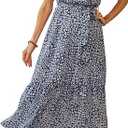 PRETTYGARDEN Women's Summer Floral Boho Maxi Dress Wrap Short Sleeve V Neck Ruffle A-Line Flowy Wedding Guest Long Dresses M
