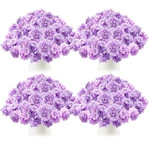 Tigeen 50 Pcs Hydrangea Artificial Flowers Bulk 7.48 Inch Artificial Hydrangeas with Removable Stems Faux Flowers Wedding Decor for Home Garden Party Decoration DIY Project (Lavender)