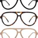 AMOMOMA 3 Pack Retro Oversized Aviator Reading Glasses for Women Men,Classic Large Reader Blue Light Computer Frame AM6111 (C1.black+c2.tortoise+c4.milky Brown)